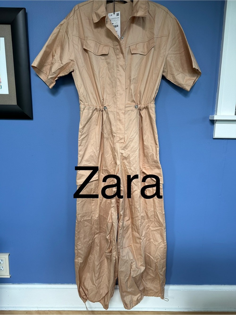 Zara Beige Utility Midi Dress